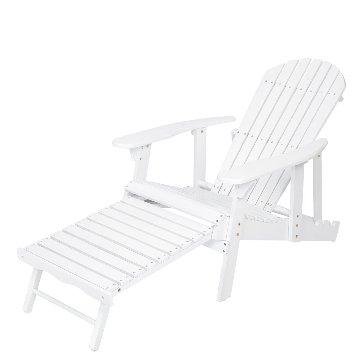 Adirondack Chair Malibu White with Extendable Leg Rest Acacia Wood