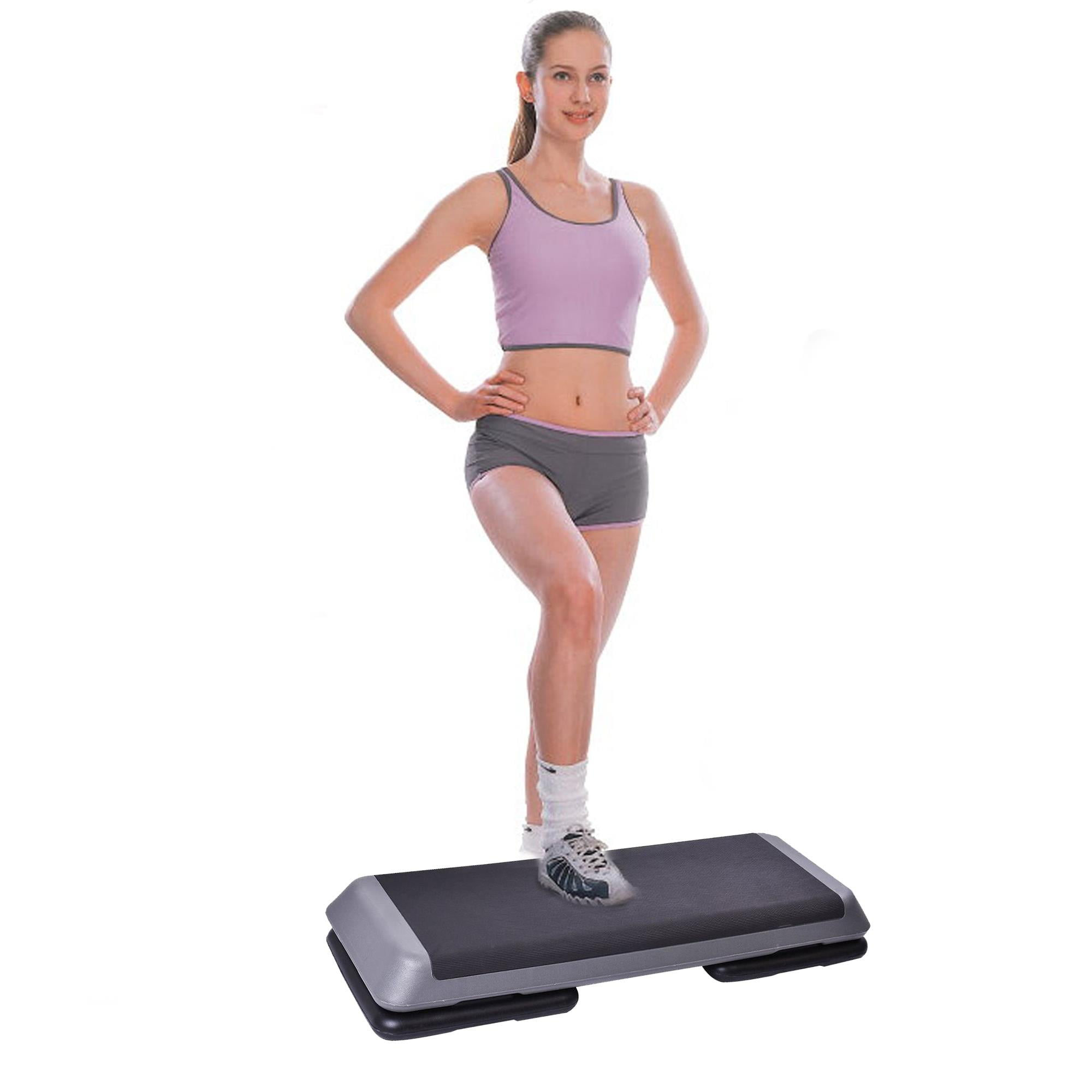 LiveCreative 30'' Fitness Aerobic Step Adjust 4-6 8 Exercise Stepper with Risers Adjustable Aerobic Stepper Workout Exercise Step Platform Riser 3 Levels for Fitness Strength Training 