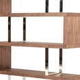 thumbnail image 4 of Zig Zag Wooden Frame Shelf Unit with Metal Braces Support, Brown and Silver- Saltoro Sherpi, 4 of 5
