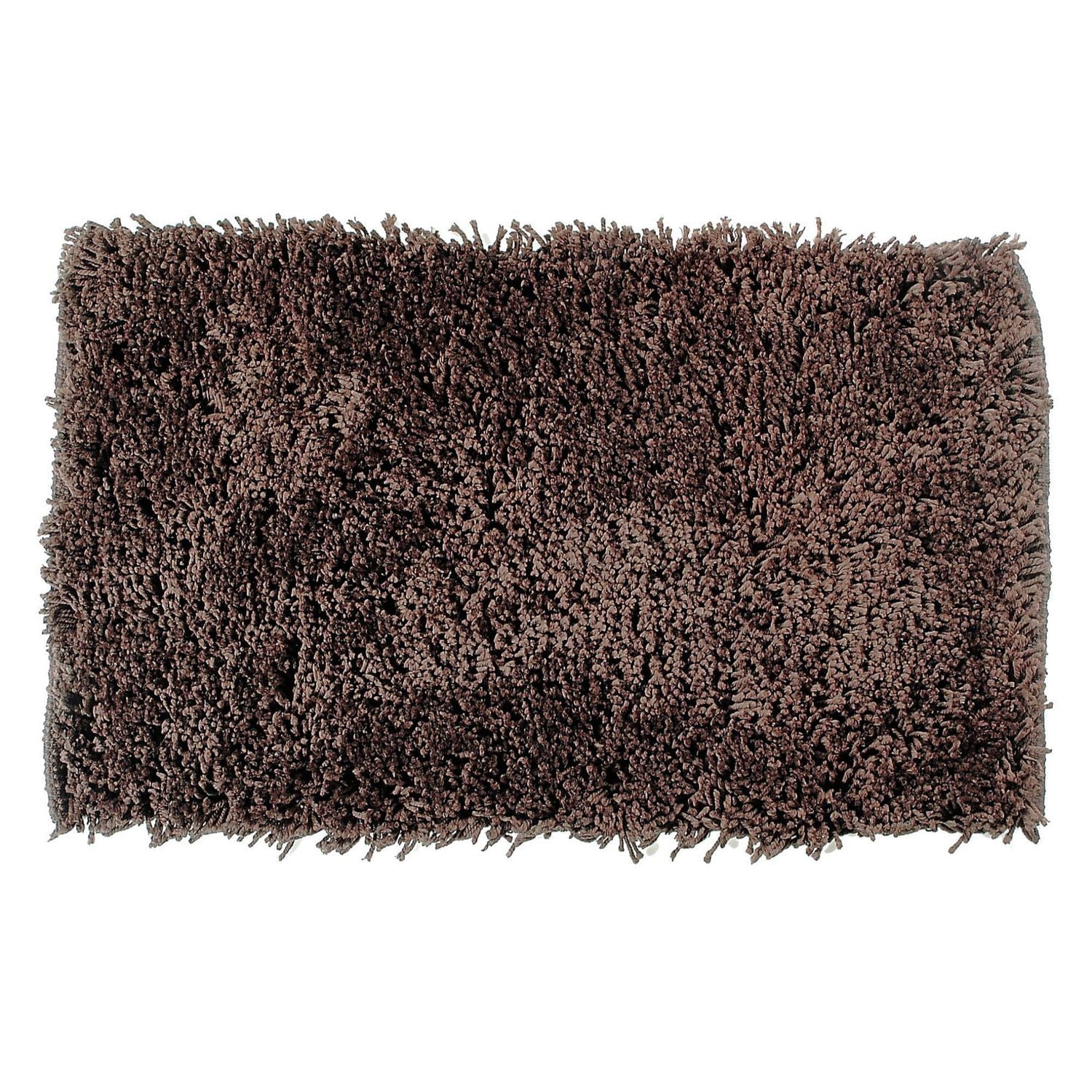 HANDWOVEN MICROFIBRE SHAGGY BATH MAT (BROWN) (20 x 32)