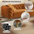 thumbnail image 4 of Timbernest 97.7" Pull Out Sofa Bed King Size, 3 in 1 Convertible Sleeper Sofa, Oversized 4 Seater Velvet Sofa with Movable Ottoman for Living Room, Button Tufted Design, Orange, 4 of 17