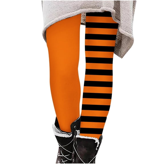 OGLCCG Girls Halloween Striped Leggings Stretch High Waisted Full Length Legging Tights for Toddler Fashion Soft Workout Yoga Pants 3-8 Years
