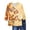 Yellow, variant on HomeGardon 3/4 Length Sleeve Womens Tops,Plus Size Spring Clothes for Women Women‘s Printed Blouses 3/4 Sleeve Round Neck Pullover Fashionable Top,S-XXXXXL