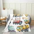 thumbnail image 2 of Kids Excavator Plush Blanket Throw All Season Soft Retro Truck Throw Blanket Lightweight Warm for Boys Girls,Construction Tractor Flannel Blanket Hand Drawn Cartoon Vehicle Fuzzy Blanket Sofa Decor, 2 of 5