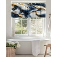 thumbnail image 6 of Blue Gold Abstract Marble Texture Kitchen Valances for Windows Modern Fluid Art Line Valance Curtains&nbsp; for Kitchen /Living Room/Bedroom/ Bathroom Decor, 42"x12 " ,Rod Pocket 1 Panel,, 6 of 8