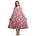 thumbnail image 1 of Bimba Robe de Nuit Mi-Mollet Rose à Feuilles Florales et Fleurs pour Femmes, Coton Imprimé, Sans Manches, Maxi, Petite, 1 of 6