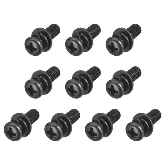 Uxcell M5 x 14mm Carbon Steel Phillips Pan Head Machine Screws Bolts Combine with Spring Washer and Plain Washers 10pack