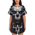thumbnail image 1 of Fotbe Modern Abstract Colorful Skull C Conjunto de Pijama Estampado para Mujer, 2 Piezas, Ropa de Dormir con Camiseta de Manga Corta y Shorts Suaves-X-Large, 1 of 6