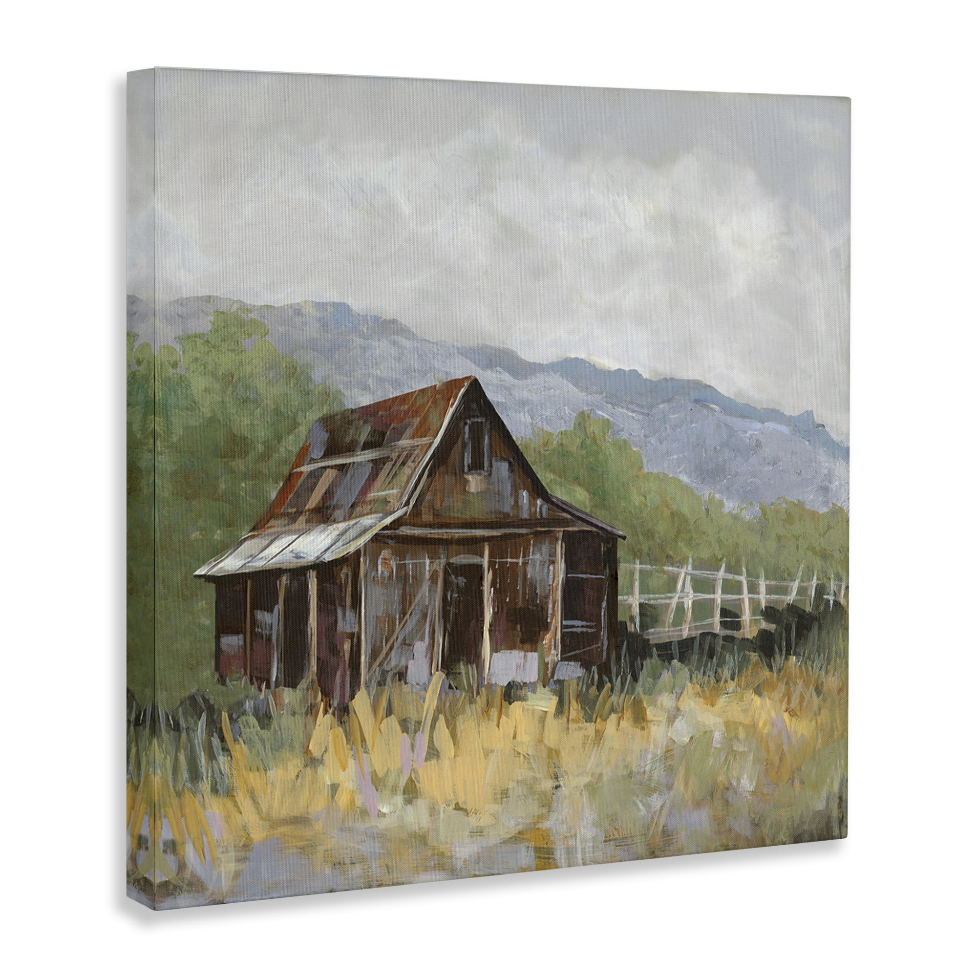 Stupell Industries Rustic Rural Lodge Landscape & Nature Painting Wrapped Canvas Art Print Wall Art, 24 x 24