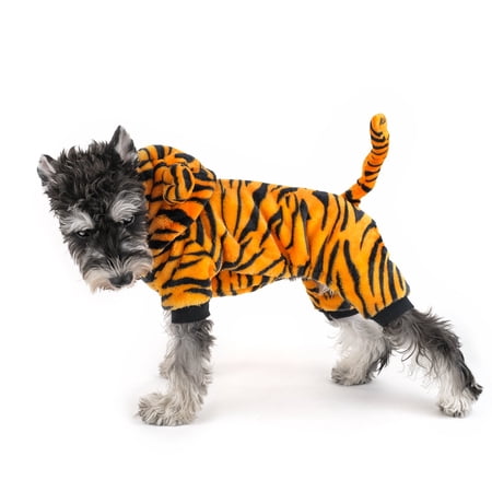 Innopet Tiger Costume - Cosplay Costume for Small Dogs and Cats - Yellow and Black Velvet Pet Clothes - Warm Apparel Winter Pet Tiger Costume - Dog Outfits for Christmas, Cosplay and Birthday Parties