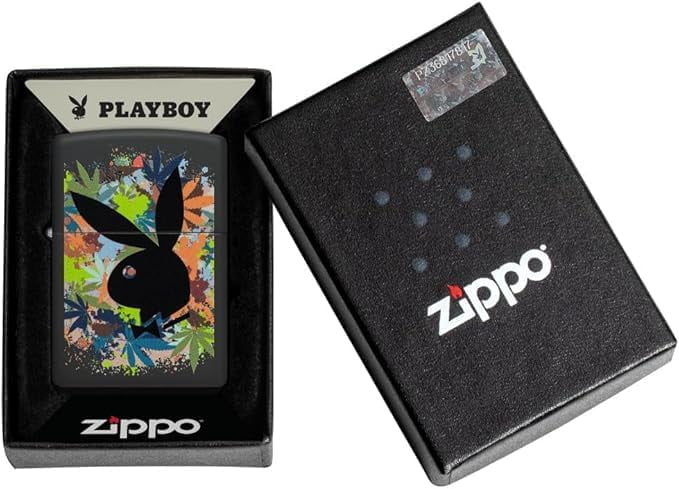 Zippo - Customized Message on Playboy Rabbit Head Silhouette Black Matte 46222
