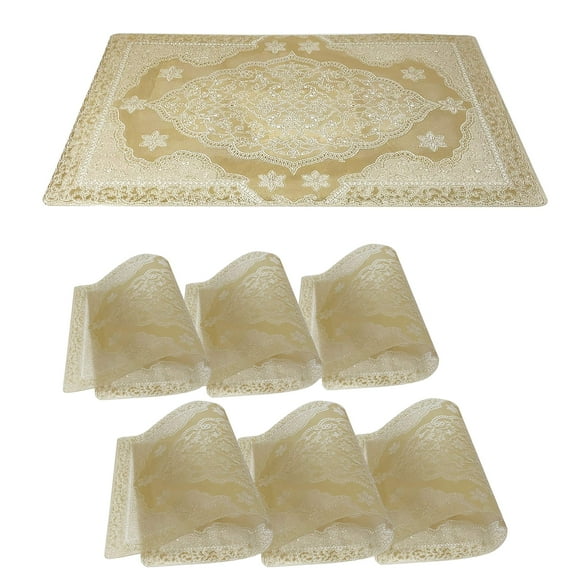 Allgala Ensemble de 6 Napperons en PVC - Protège la Table des Taches de Chaleur et des Rayures, Style Antidérapant Mandala Doré-HD80210