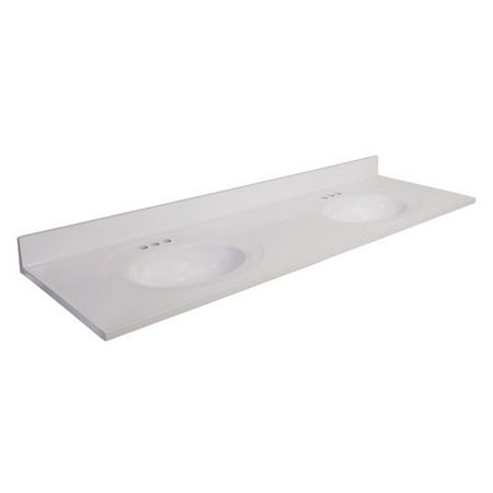 Design House 73 in. W Cultured Marble Vanity Top in White with Solid White Double Bowl
