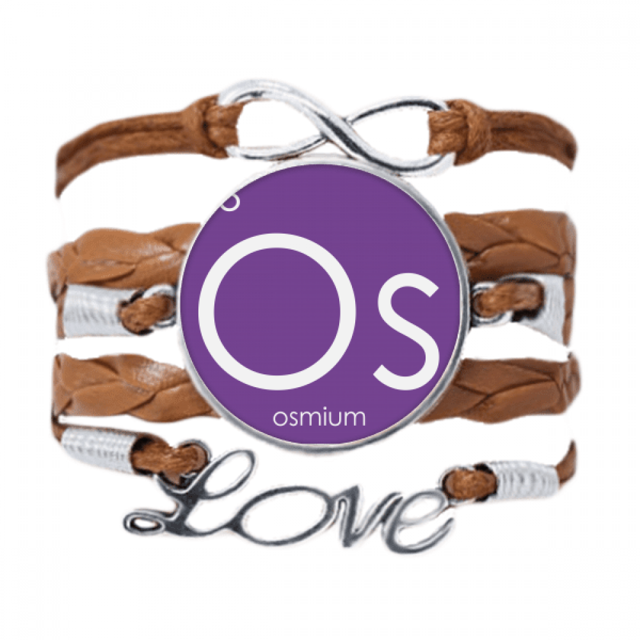 Química de metales de transicion el osmio os elementos periodo mesa Pulsera de cuero Negro trenzado pulsera de cuerda de amor Unbranded M