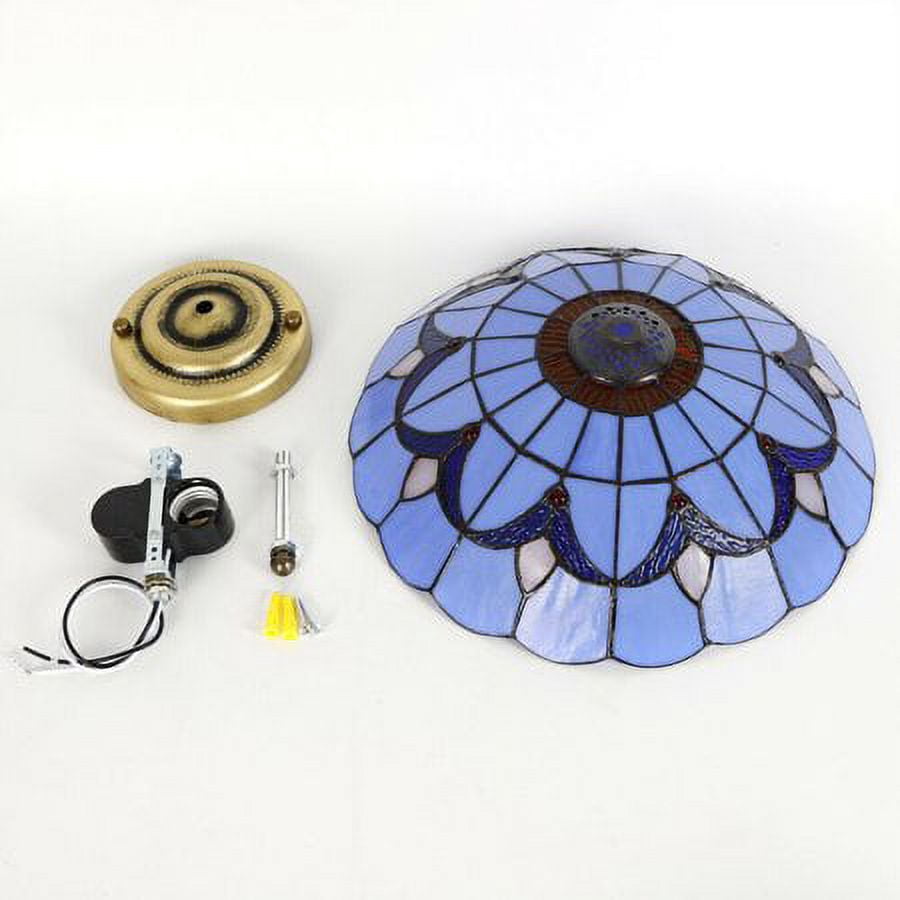 Tiffany Style LED Ceiling Light Stained Glass Flush Mount Lamp Shade Fixture