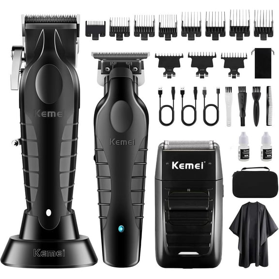 KEMEI Professional Hair Clipper, Hair Trimmer, Beard Shaver Set for Men, Electric Cordless Barber Clipper Beard Trimmer, Rechargeable Fade Clipper Haircutting Kit, KM-2299, KM-2296, KM-1102