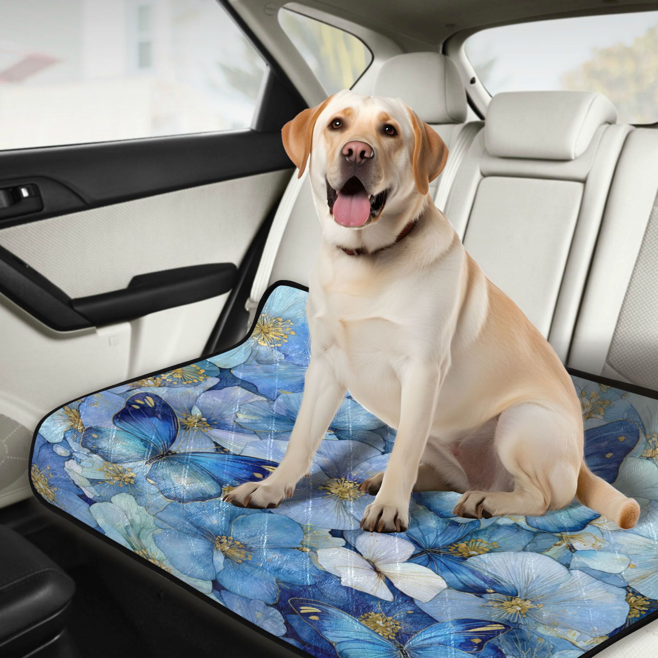 Qxltty Pale Blue Butterfly Cat litter Pads Pet Set of 2 Diaper Mats Center Anti-leakage Layer Absorbent Soft and Comfortable