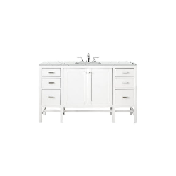 James Martin Vanities Addison 60" Single Vanity Cabinet , Glossy White, w/ 3 CM Ethereal Noctis Top