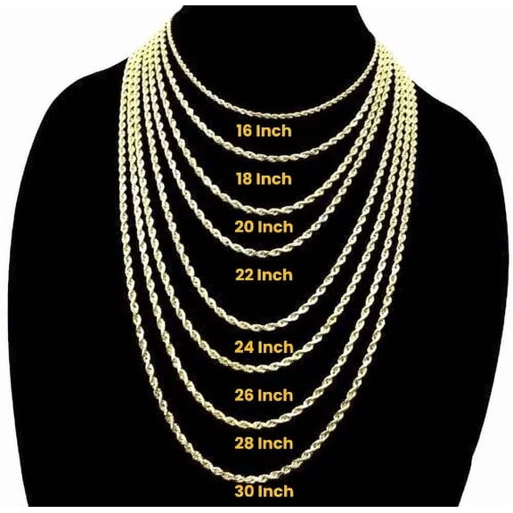 14K Yellow Gold 1.5mm 16in Solid Rope Chain Necklace Diamond Cut Real Men Women Jewelry