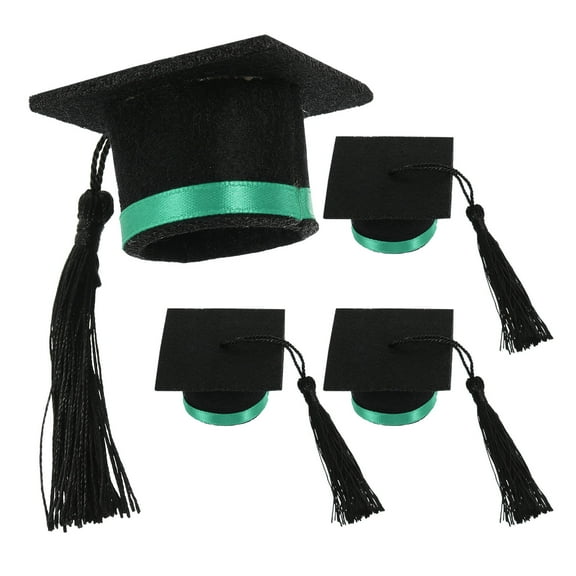 Minkissy Felt Fabric Mini Graduation Cap Decor For Hosts 4Pcs 2.2x2.2x1.4in