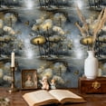 thumbnail image 2 of Baroque Peel and Stick Wallpaper Magical Misty Valley Golden Mushrooms Lazy Moths Wall Mural 23.6in x 9.8ft Self Adhesive Removable Wall Paper Renter Friendly Wallpaper for Women Bedroom Salon, 2 of 8