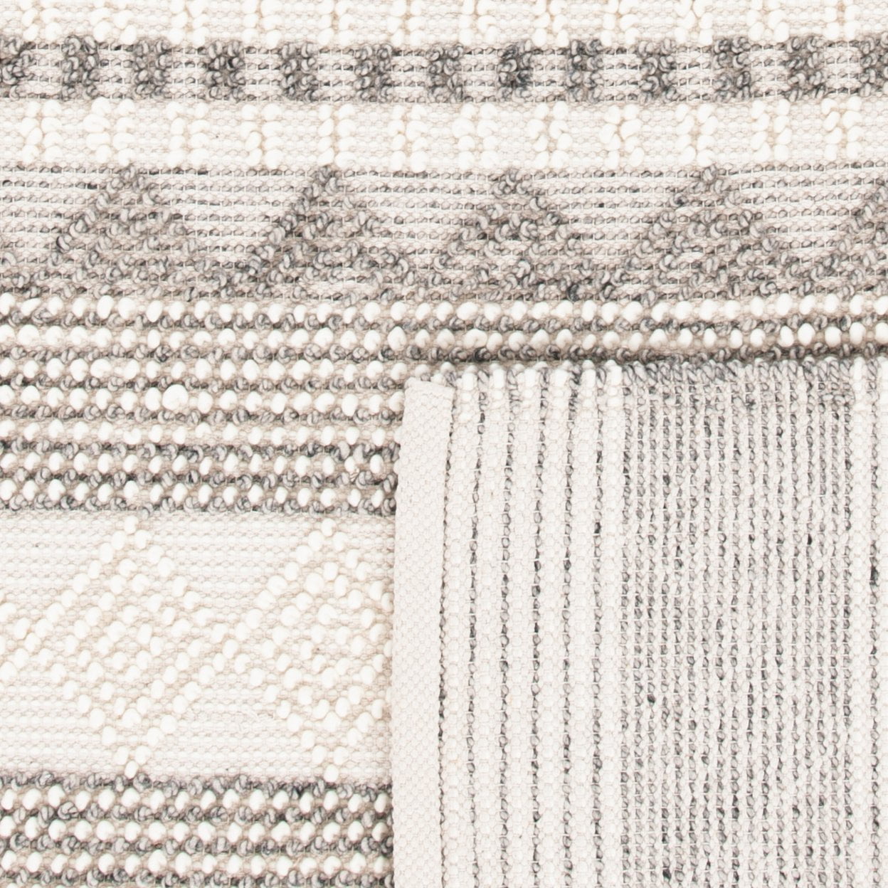 SAFAVIEH Natura Carly Geometric Braided Wool Runner Rug, Grey/Ivory, 2'3" x 16'