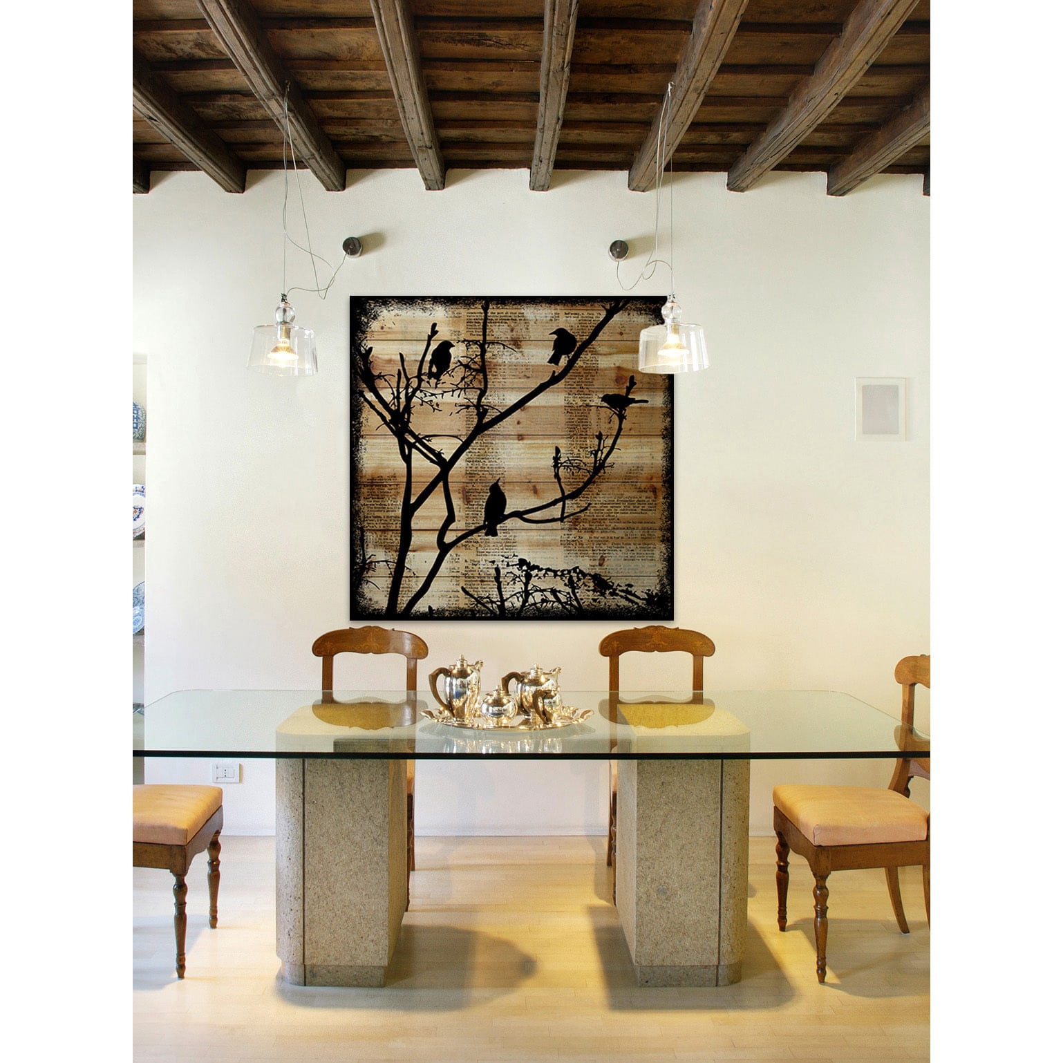 Marmont Hill "Branch Silhouette" by Vicki Butler Painting Print on Natural Pine Wood
