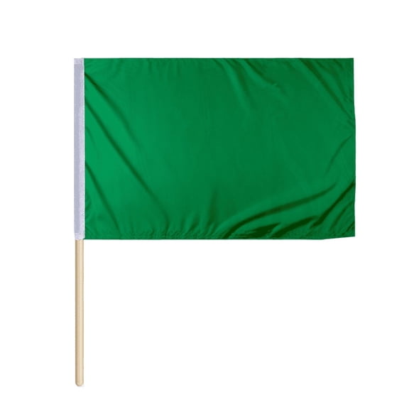 Promopatriot Green Start Race Racing Stick Flag 24x30 inch 200D Nylon Mounted on 30" Wood Pole