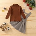 thumbnail image 5 of EnJoCho Kids Party Outfit KIds Toddler Baby Girls Long Sleeve Solid Ribbed Tops Plaid Suspender Skirt 2PCS Little Child Trendy Fall Winter Clothing Set, 5 of 6