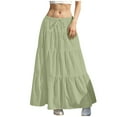 thumbnail image 3 of Feancey Womens Long Skirts Summer Drawstring High Waist Maxi Skirt Flowy Tiered Skirts for Women Boho Casual A-Line Skirt 2025 Vacation Outfits Green XL, 3 of 6