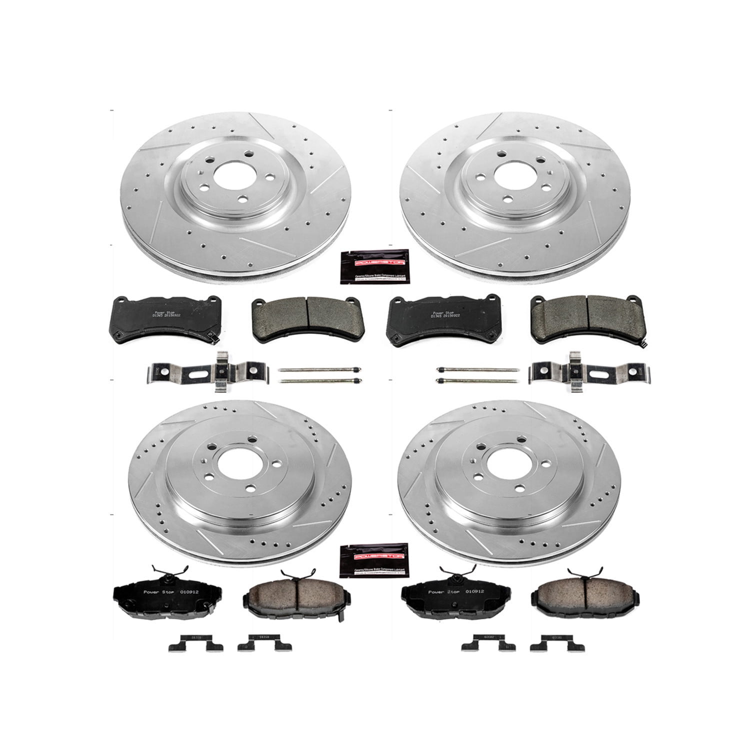 PowerStop Front and Rear Z23 Evolution Sport Carbon-Fiber Ceramic Brake Pad and Drilled & Slotted Rotor Kit Fits: FORD Select Models K6401