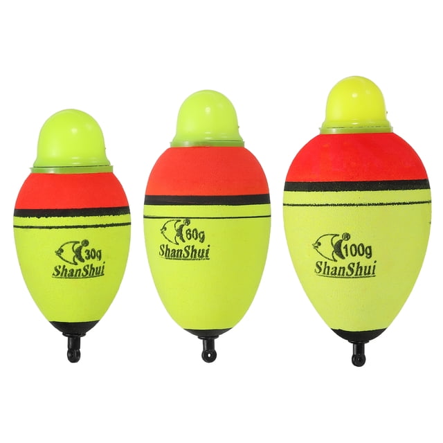 Unique Bargains 1oz 2.1oz 3.5oz Flotteur de Pêche Éclairé EVA Vert Rouge LED, Jaune, Lot de 3