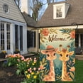 thumbnail image 2 of 1 piece, Spring Double-sided Garden Welcome Flag - 2D flat cute giraffe pattern design, courtyard sign, perfect for courtyard, lawn and outdoor decoration, garden decoration, party decoration items,, 2 of 9