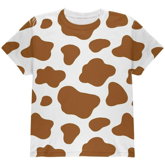 Halloween Costume Brown Spot Cow All Over Youth T Shirt Multi YLG