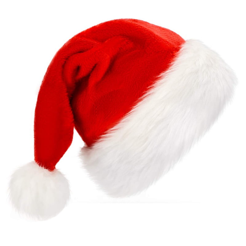 Adult Red Xmas Christmas Plush Santa Claus Hat Cap Soft Thick US Shipping 