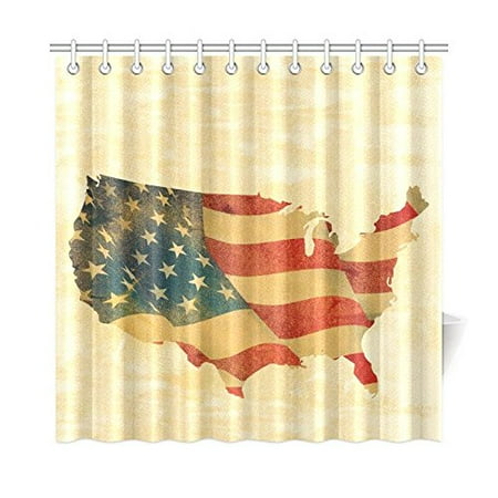 Pop Grunge Usa Map Flag Art Shower Curtain 66x72 Inch Walmart
