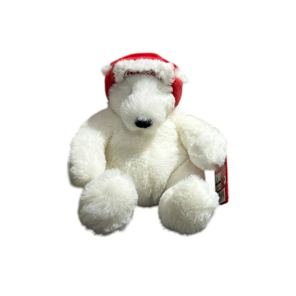 Coca-Cola 6" White Polar Bear Plush with Red Aviator Hat
