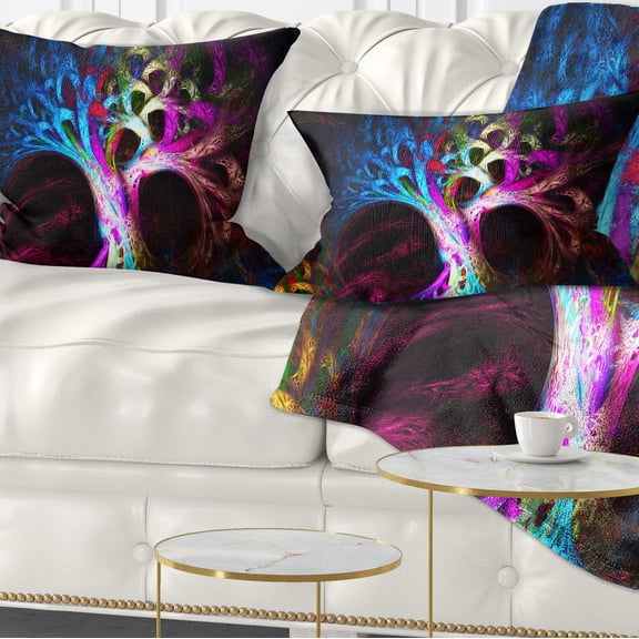 Designart Magical Multi color Psychedelic Tree - Abstract Throw Pillow - 12x20
