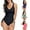 Black, variant on Swimsuit Women's V Neck Dress,Beach Sports Crossover Bikini ,One-piece Swimwear Tummy Control Bathing Suit