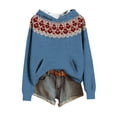 thumbnail image 2 of SwiftWear Bohemian Style Oversized Knit Pullover Hoodie Women Hooded Sweater Style Tops with Pockets Soft Comfortable Casual Wear Blue, 2 of 6