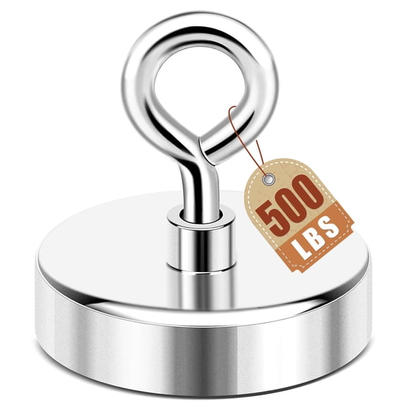 DIYMAG Neodymium Fishing Magnets, 500 lbs(227 KG) Pulling Force Rare Earth Magnet with Countersunk Hole Eyebolt for Retrieving in River and Magnetic Fishing,Diameter 2.36 inch(60 mm)