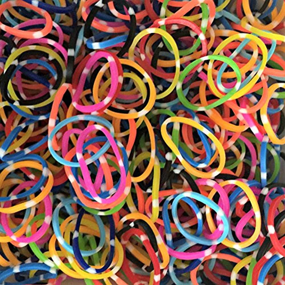 600 Loom Bands Rubber Refill Neon/ Multicoloured/Striped With 24 S Clips Hook 