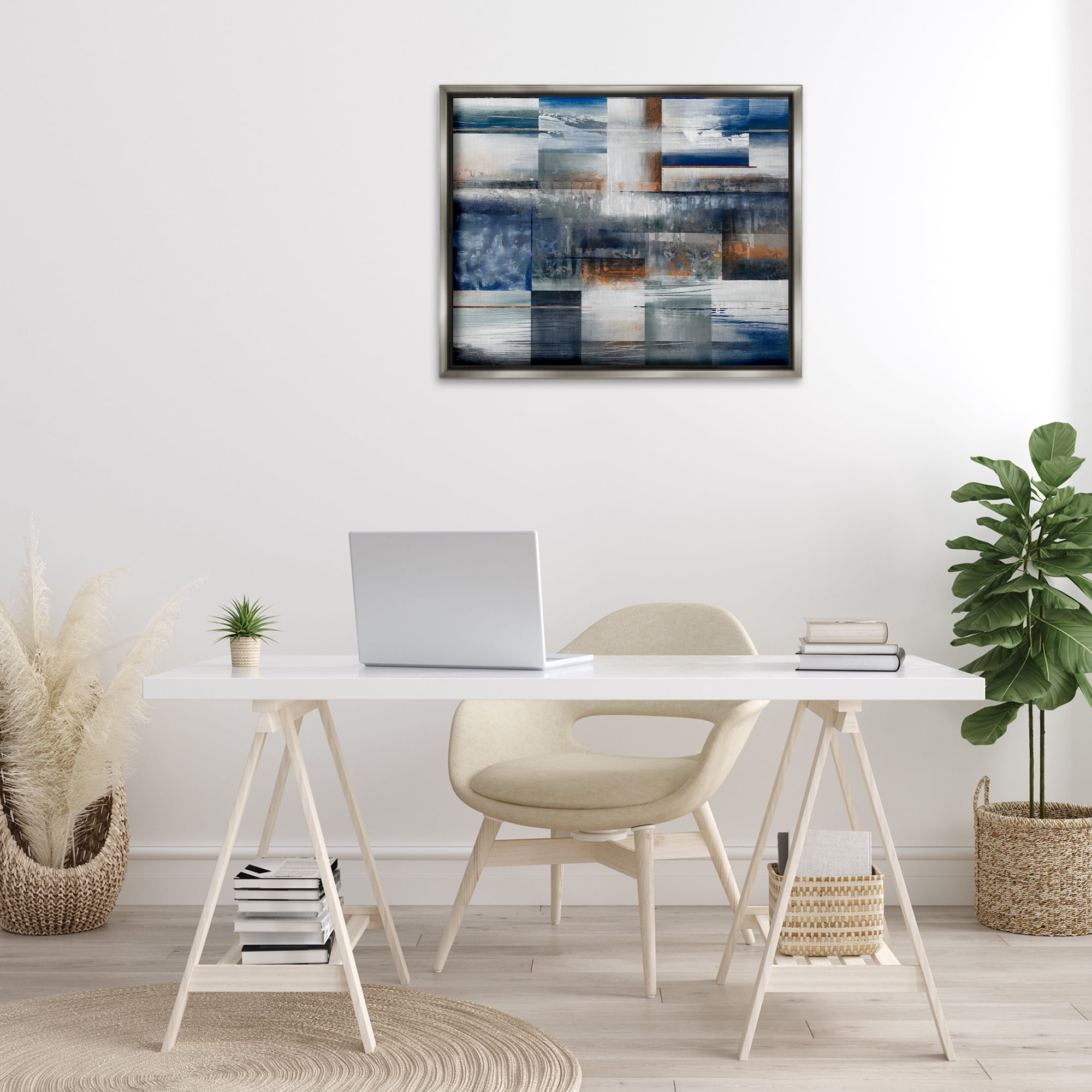 Stupell Industries Nautical & Nature Collage Abstract Painting Gray Floater Framed Canvas Art Print Wall Art, 31 x 25