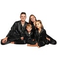 thumbnail image 6 of HNMKIU Button Front Matching Family Outfits Long Sleeve Solid Color Pajama Set Cozy Family Pajamas for All Seasons Black,Women:L, 6 of 9