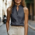 thumbnail image 6 of Stichou Women's Casual Dressy Business Blouse Mock V Neck Sleeveless Shirts Tunic Work Shirt 2026 Summer Solid Color Tank Tops Dark Gray L, 6 of 10