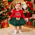 thumbnail image 2 of Toddler Baby Girl Christmas Outfit Long Sleeve Letter Print Star Princess Tulle Tutu Dress Headband 2Pcs Set, 2 of 7