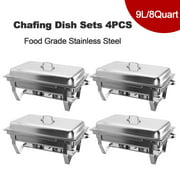 Vonluce 9L/8Q 4Pack Chafer Chafing Dish Sets Pans Stainless Steel Food Warmer Full Size