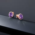 thumbnail image 5 of Gem Stone King 3.68 Ct Oval Purple Amethyst 18K Rose Gold Plated Silver Earrings, 5 of 5