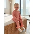thumbnail image 2 of RUINIXCW Toddler Baby Girls Fall Outfit Fashion Floral Print Long Sleeve Ribbed Tops with Pants 2Pcs Set, 2 of 9