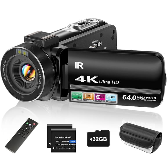 Videocámara ZYDIIE 4K UHD 64MP Zoom 18X Pantalla Táctil de 3"